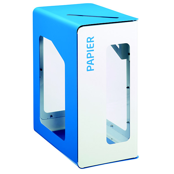 Borne de tri sélectif 90 L support-sac vigi sans serrure - cubatri - tri papier-blanc+bleu