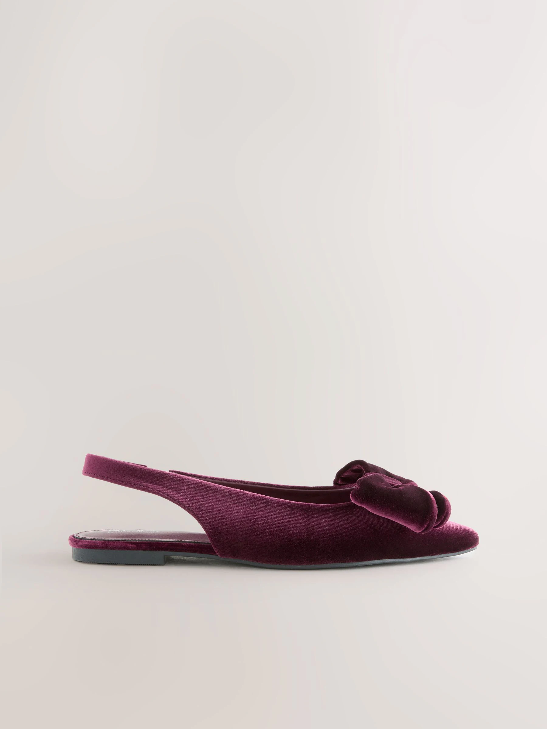 Bordeauxrood fluweel - Forever Comfort® ballerina's met strik, spitse neus en hielbandje
