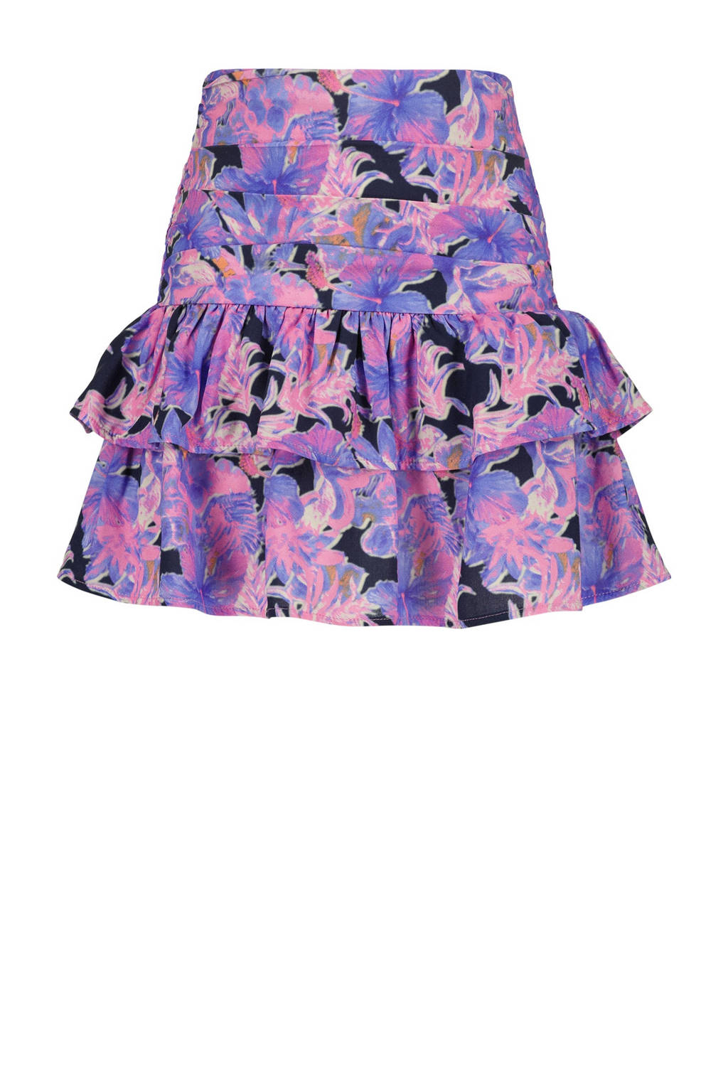 Vingino gebloemde rok paars/donkerblauw