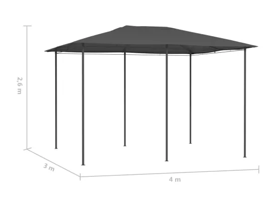 Belvédère 3x4x2,6 m Anthracite 160 g/m²