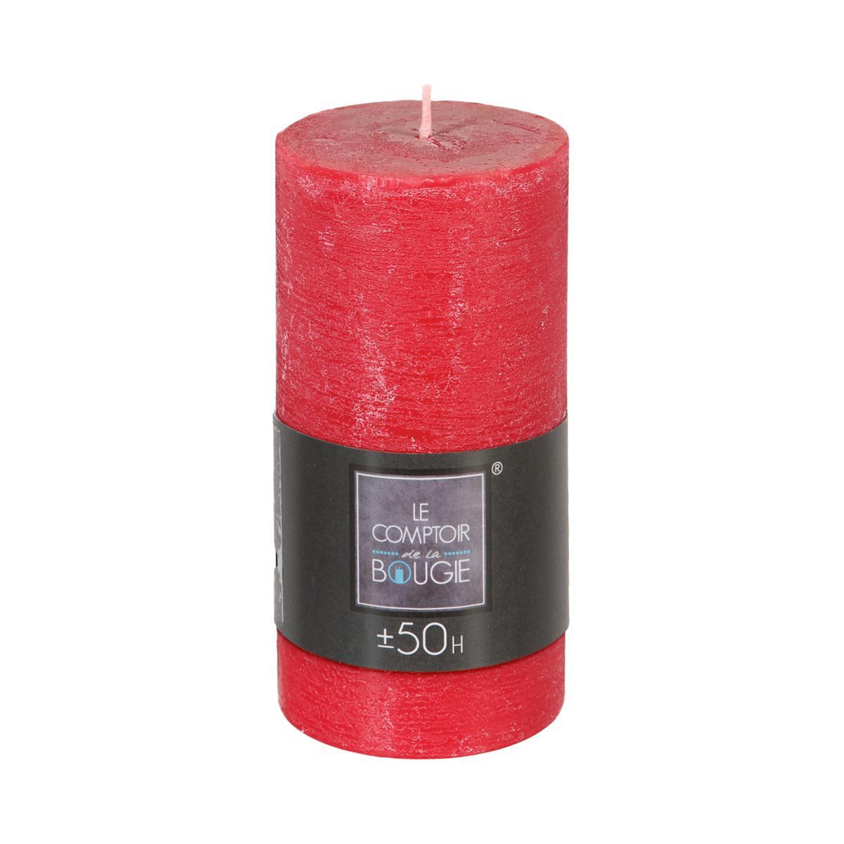 BOUGIE RONDE RUSTIC ROUGE 7X14CM