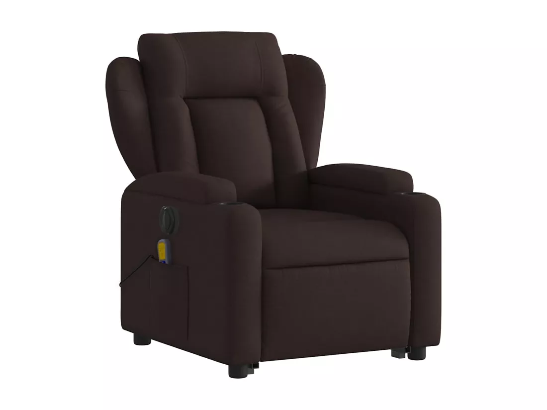 Fauteuil inclinable massant électrique Marron foncé Tissu