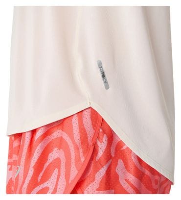 Maillot manches courtes Asics Road V-Neck Beige Femme