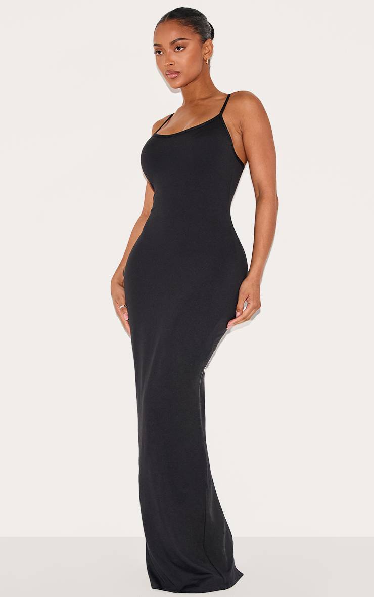 Noir Robe Longue À Bretelles Sculptante Avec Gaine Intégrée Shape