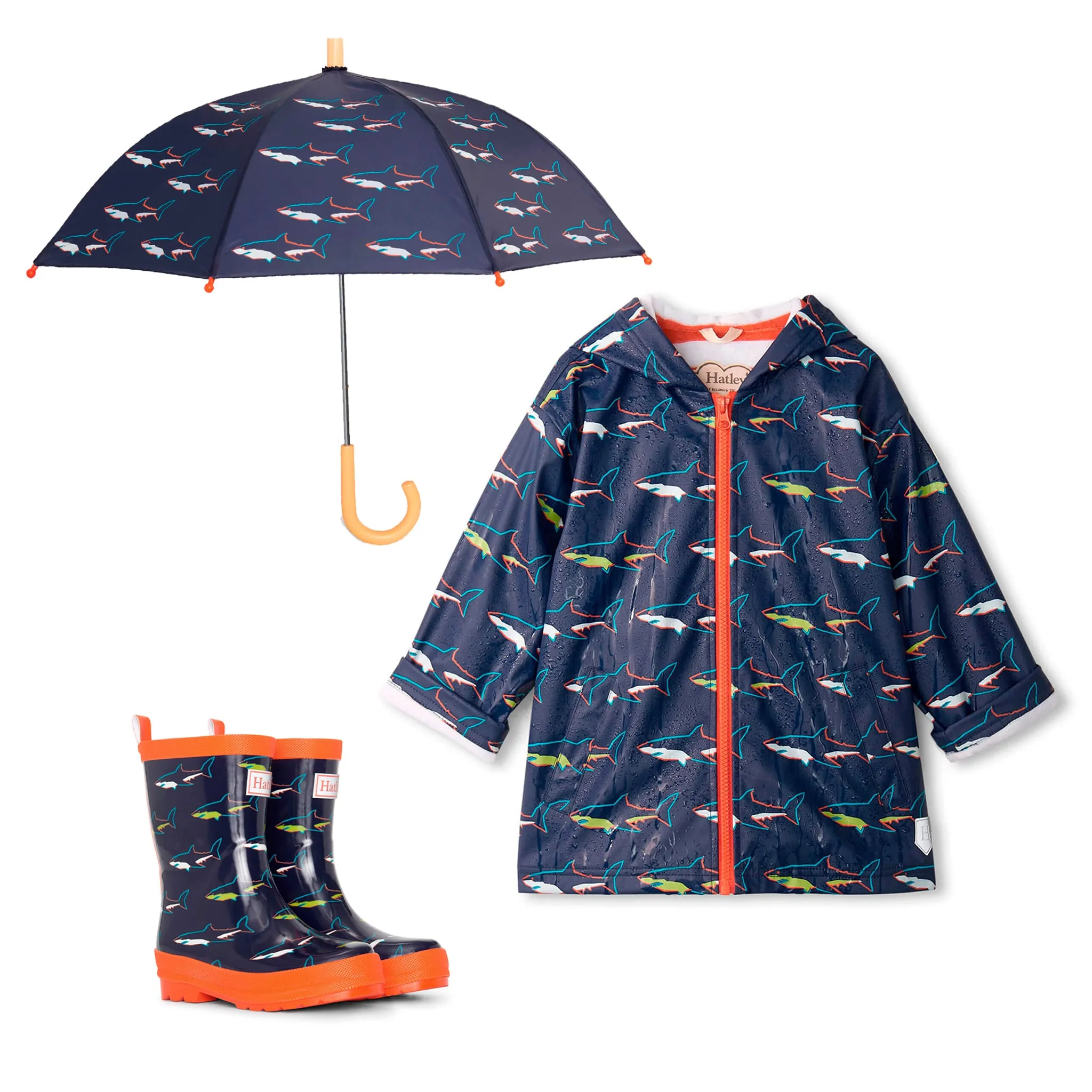 Hatley Imperméable + Botte de Pluie + Parapluie - Requins