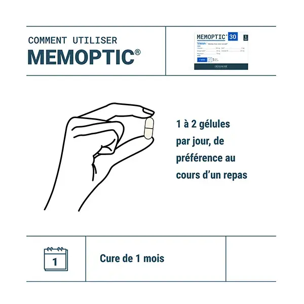 Curso de manutenção da visão e memória Densmore Mémoptic, com duração de 4 meses (pacote com 4 unidades de 1 mês cada).