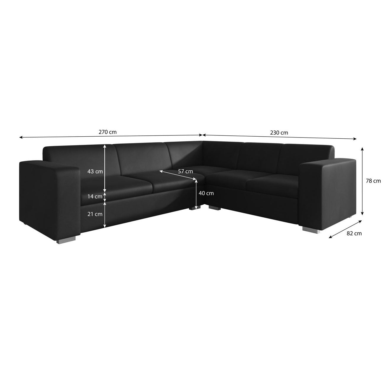 Santana - Hoekbank 4-zits - Velvet grijs - Rechts - 270x23x78 cm