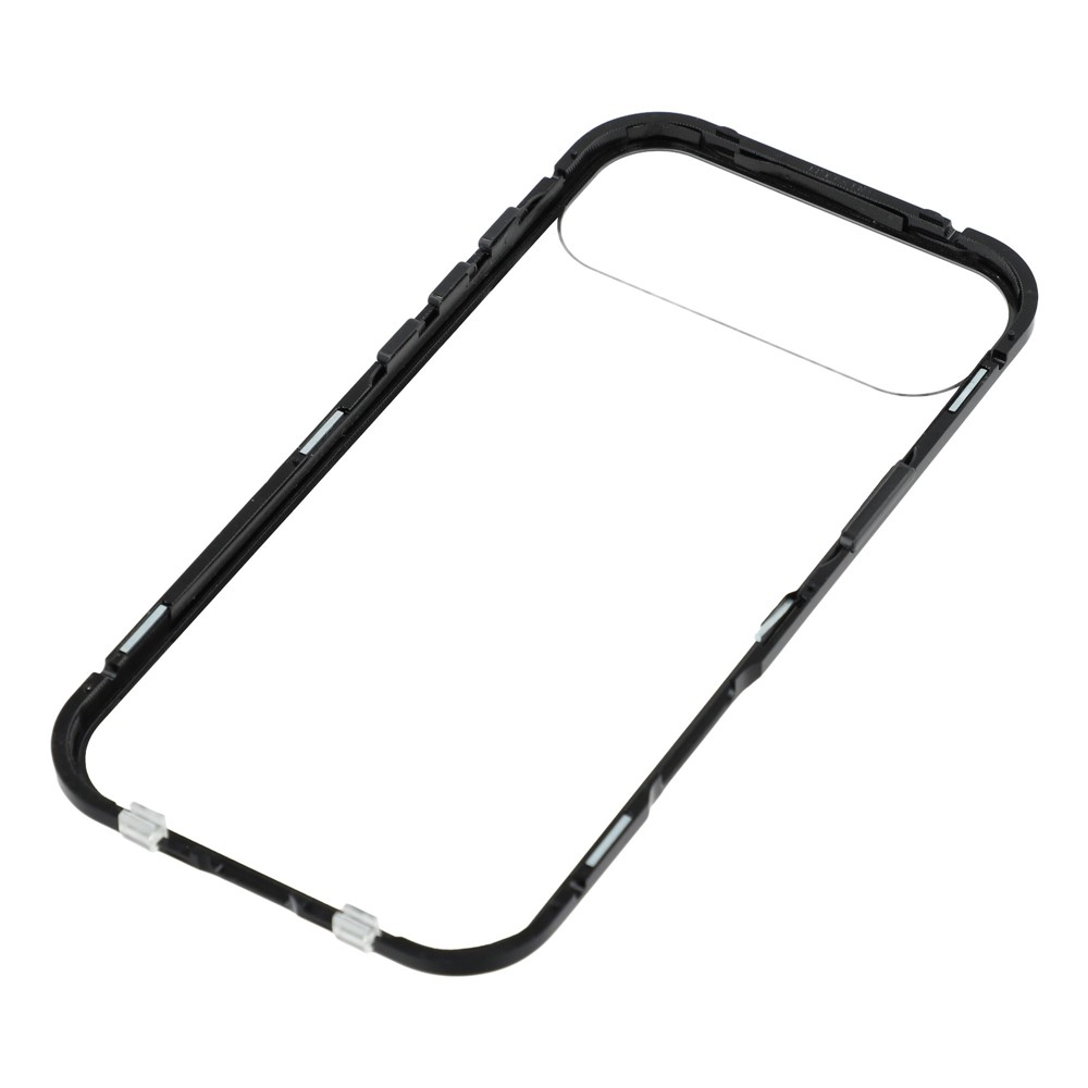 iPhone Air Magnetische Alu Schutzhülle mit Panzer Glas Backcover   Displayschutz (Magnet-Technologie) - Schwarz
