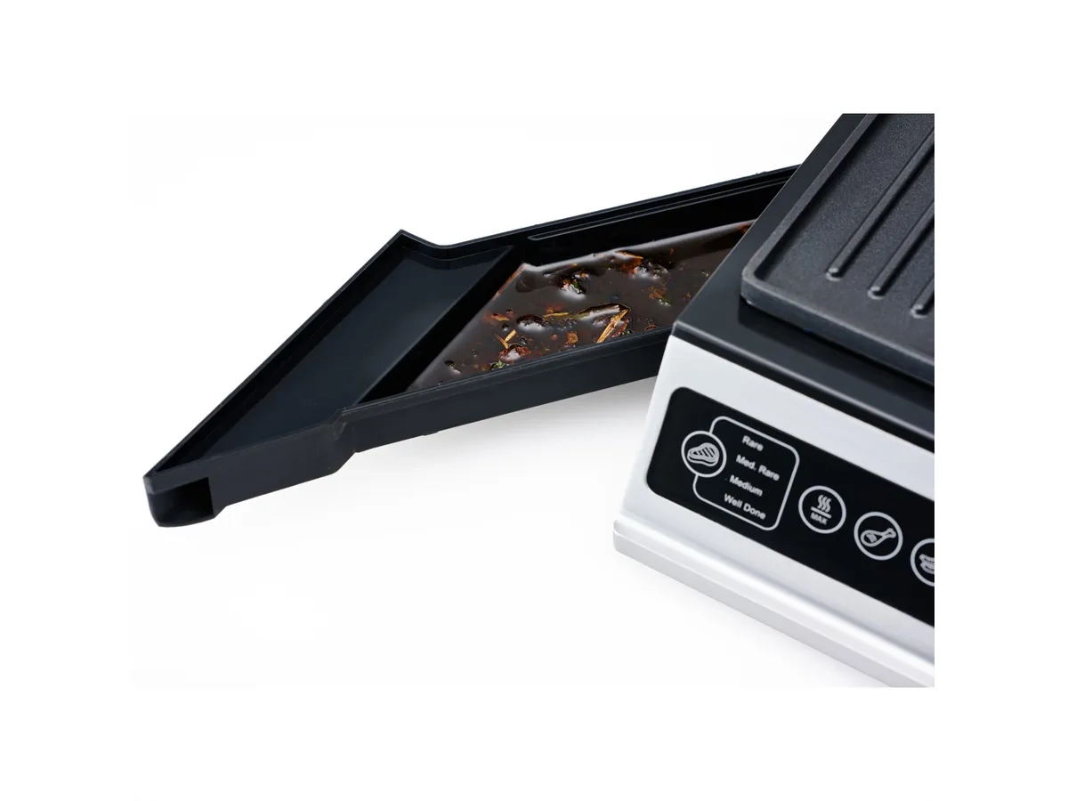 Waffle & Contact Grill Pro Typ 7953 Edelstahl Tischgrill Klappbarer BBQ Elektrogrill (97971) - Silber / Schwarz