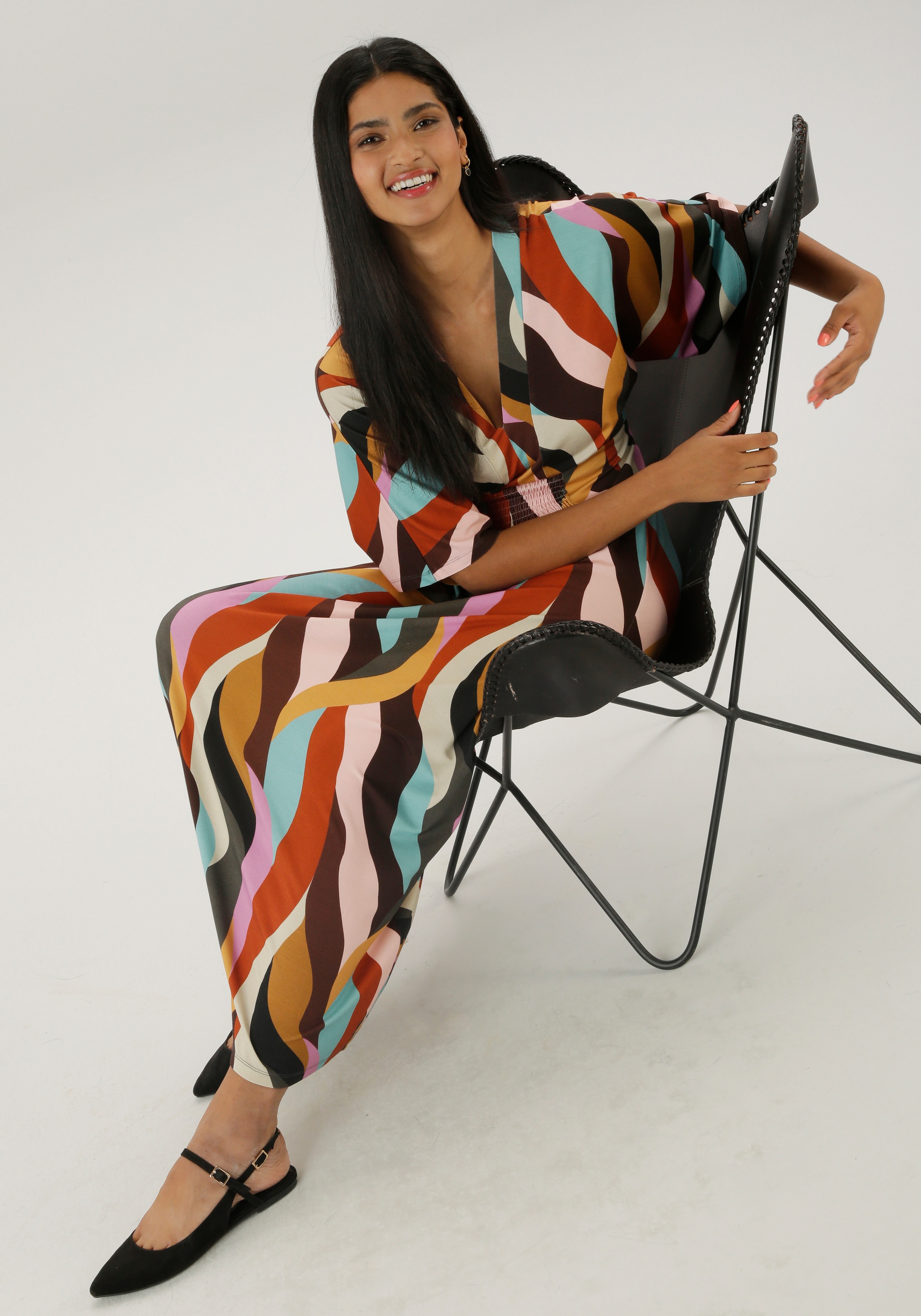 Aniston SELECTED Maxikleid mit weiten, 3/4-langen Ärmeln