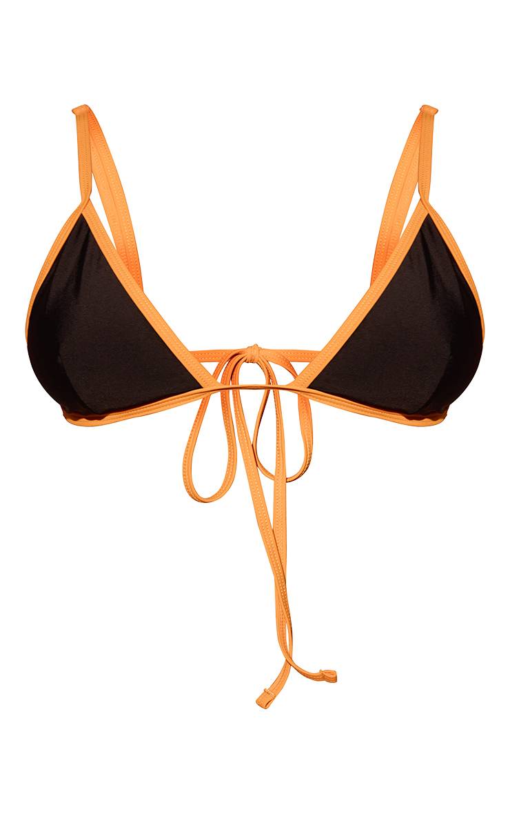Noir Haut De Bikini Triangle Avec Bordure Contrastée