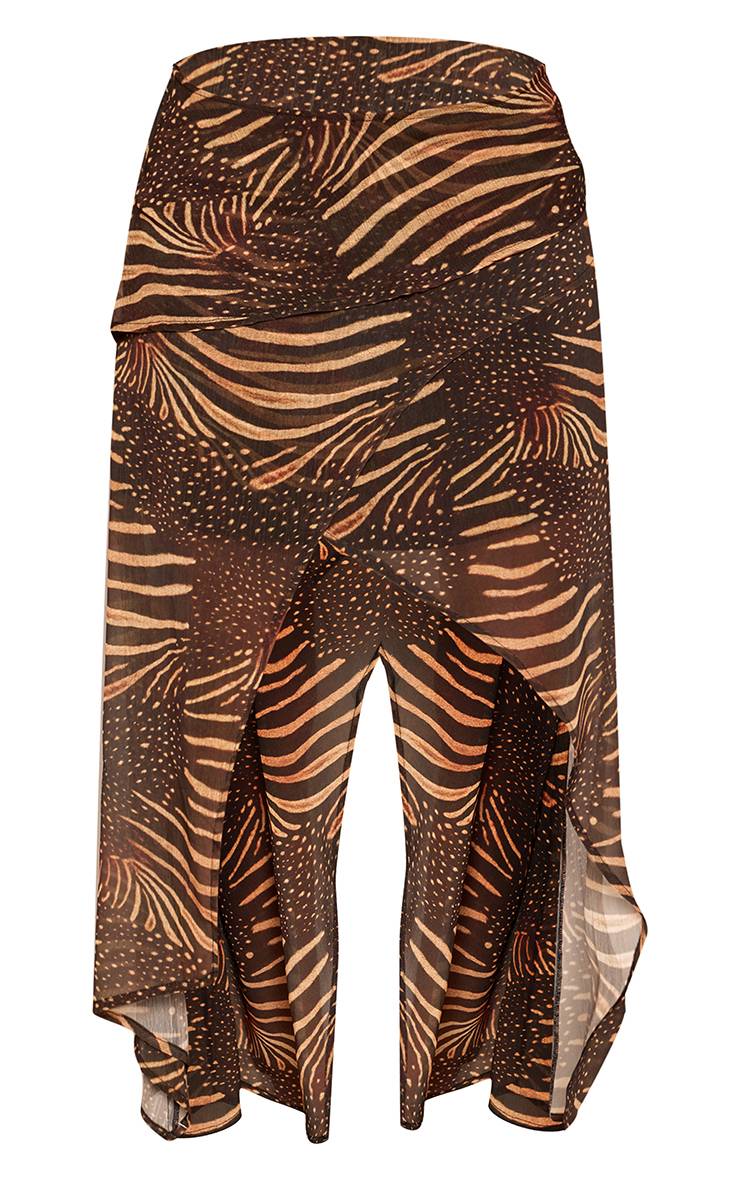 Marron Jupe Midi En Mousseline