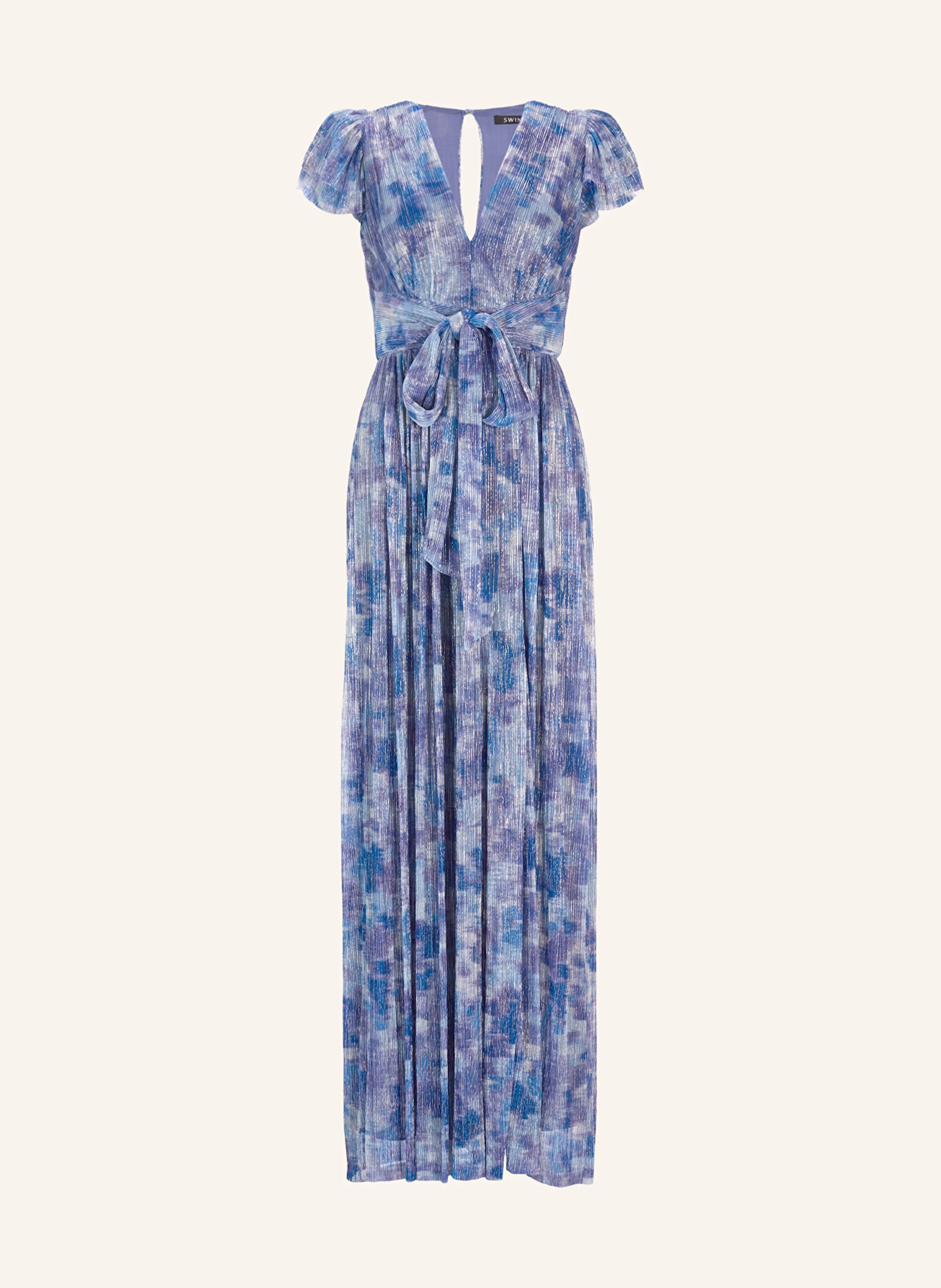 SWING Abendkleid mit Plissees und Glitzergarn