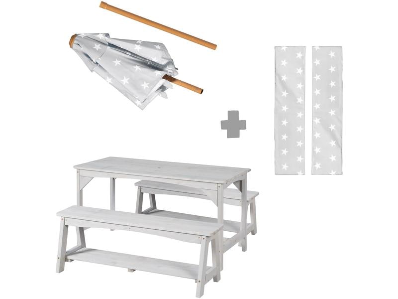 roba Little Stars Grau Sitzgruppe mit Sitzauflage und Schirm