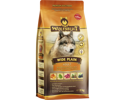 Wolfsblut Wide Plain Adult droog hondenvoer, paard met zoete aardappelen en waardevolle superfoods, graanvrij, glutenvrij, 2 kg