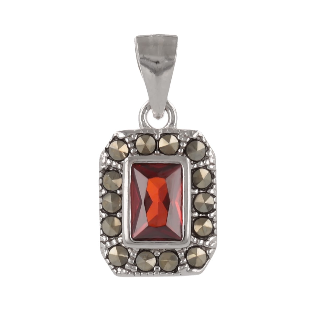 Pendentif argent rhodié grenat cubic zirconia