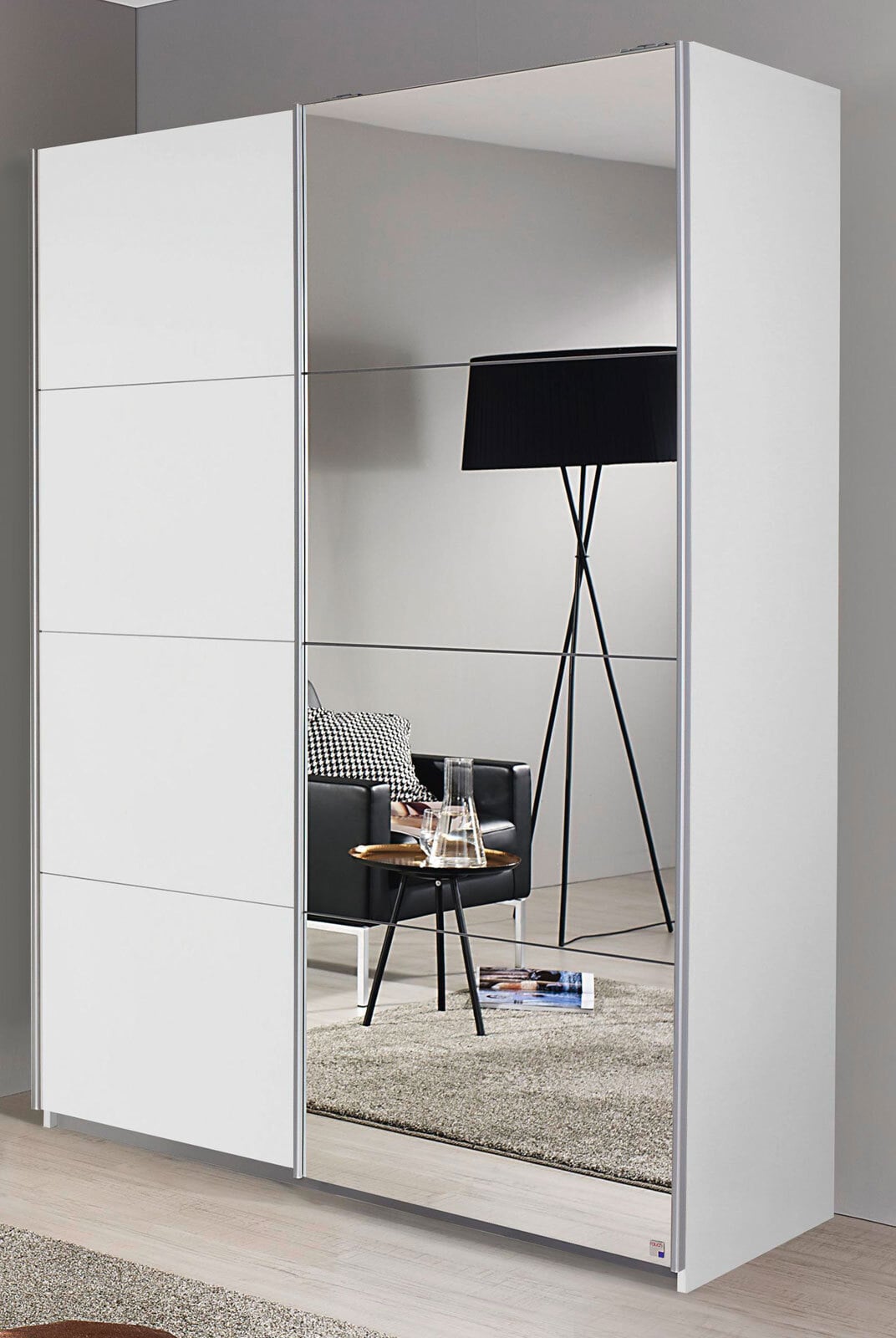 Kleiderschrank SUBITO 136 x 61 cm Spiegelglas/NB weiß