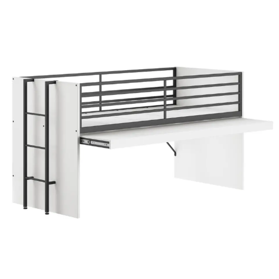 Halfhoogslaper Sammie 90x200cm - met bureau en commodes - wit