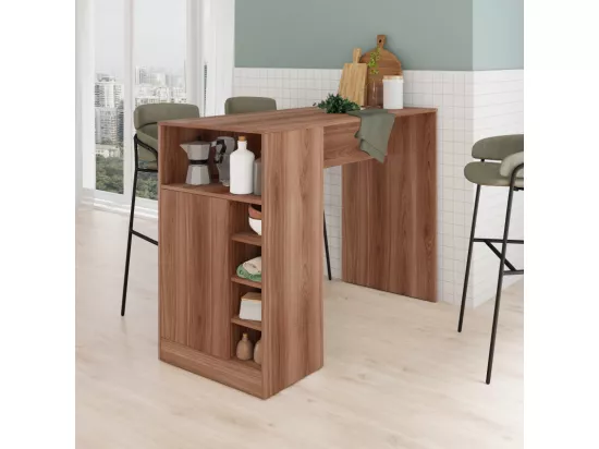 Comptoir de Cuisine - Table 1 Porte 7 Niches Châtaignier L 135 H 100 P 60 cm