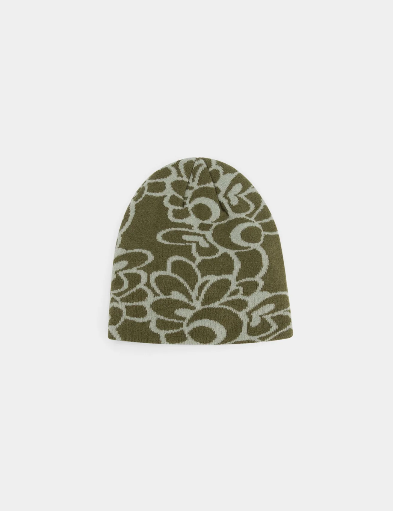 Bonnet à motifs fleuris vert olive