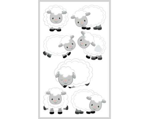 Mini stickerset voor kinderen, schaap, 7 stuks.