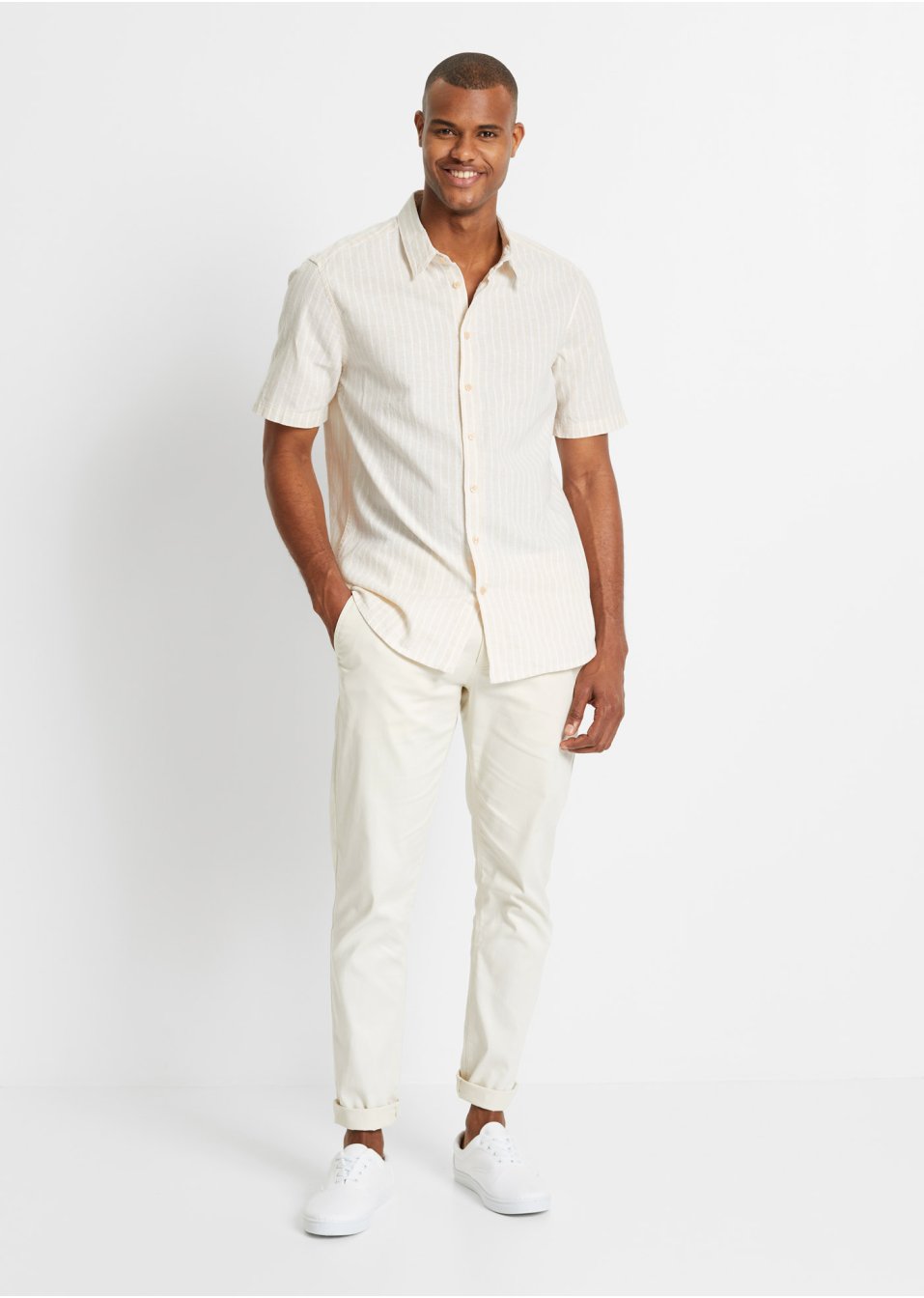 Chemise manches courtes en mélange lin