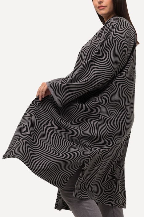 Loungewear-Langjacke, Oversized, offene Form, kuschelweich