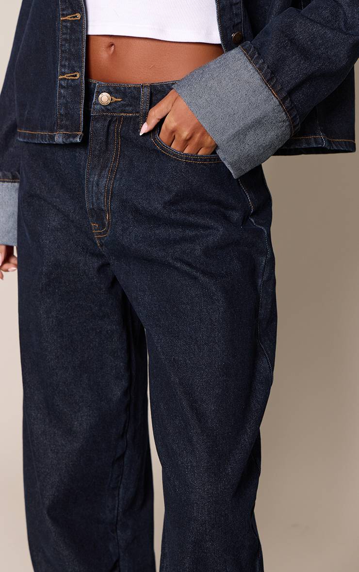 Raw Indigo Jean Barrel Tall À Revers Large