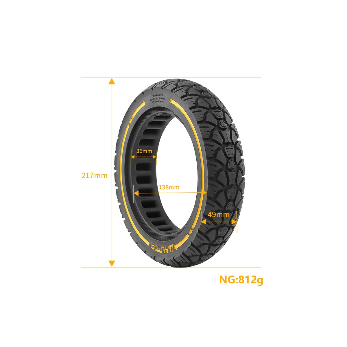 9,5 x 2,125 solid terrengdekk (36 spor)