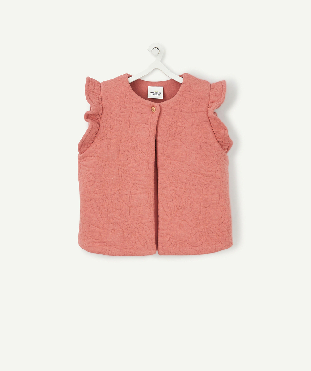 LE CARDI VIEUX ROSE AVEC VOLANTS EN FIBRES RECYLÉES