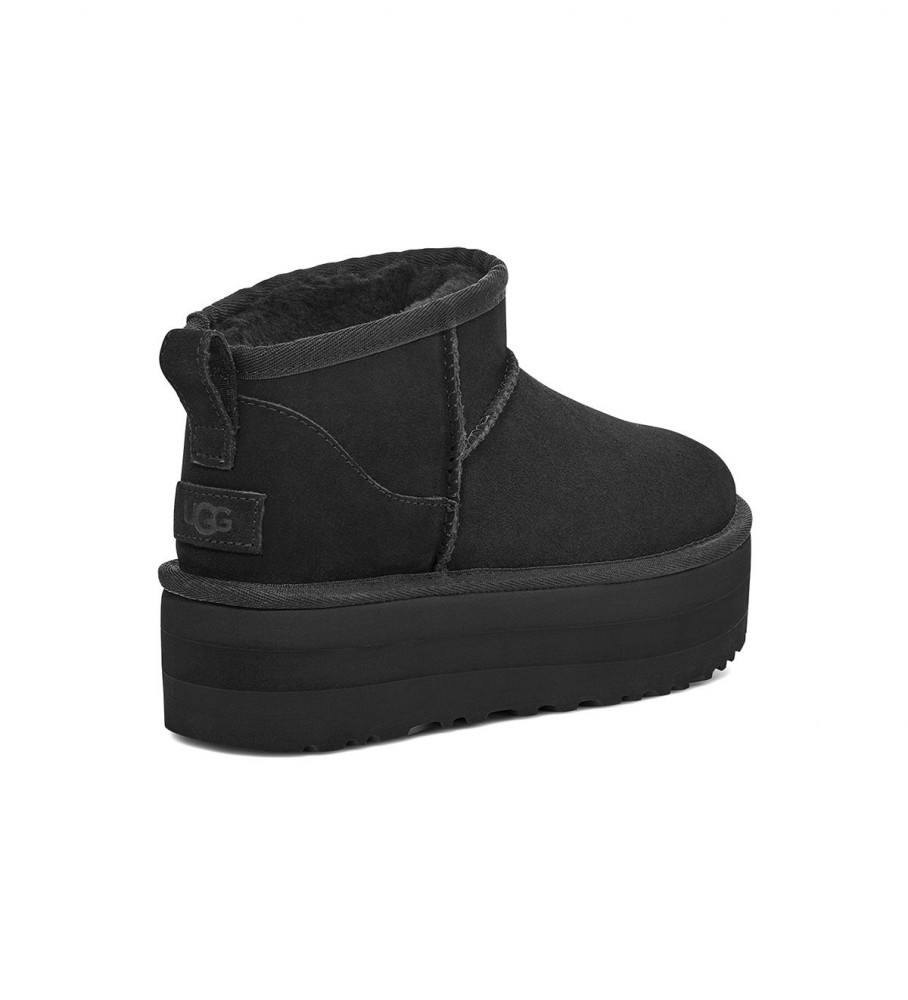 UGG Botines de piel W Classic Ultra Mini negro -Altura plataforma 5cm-