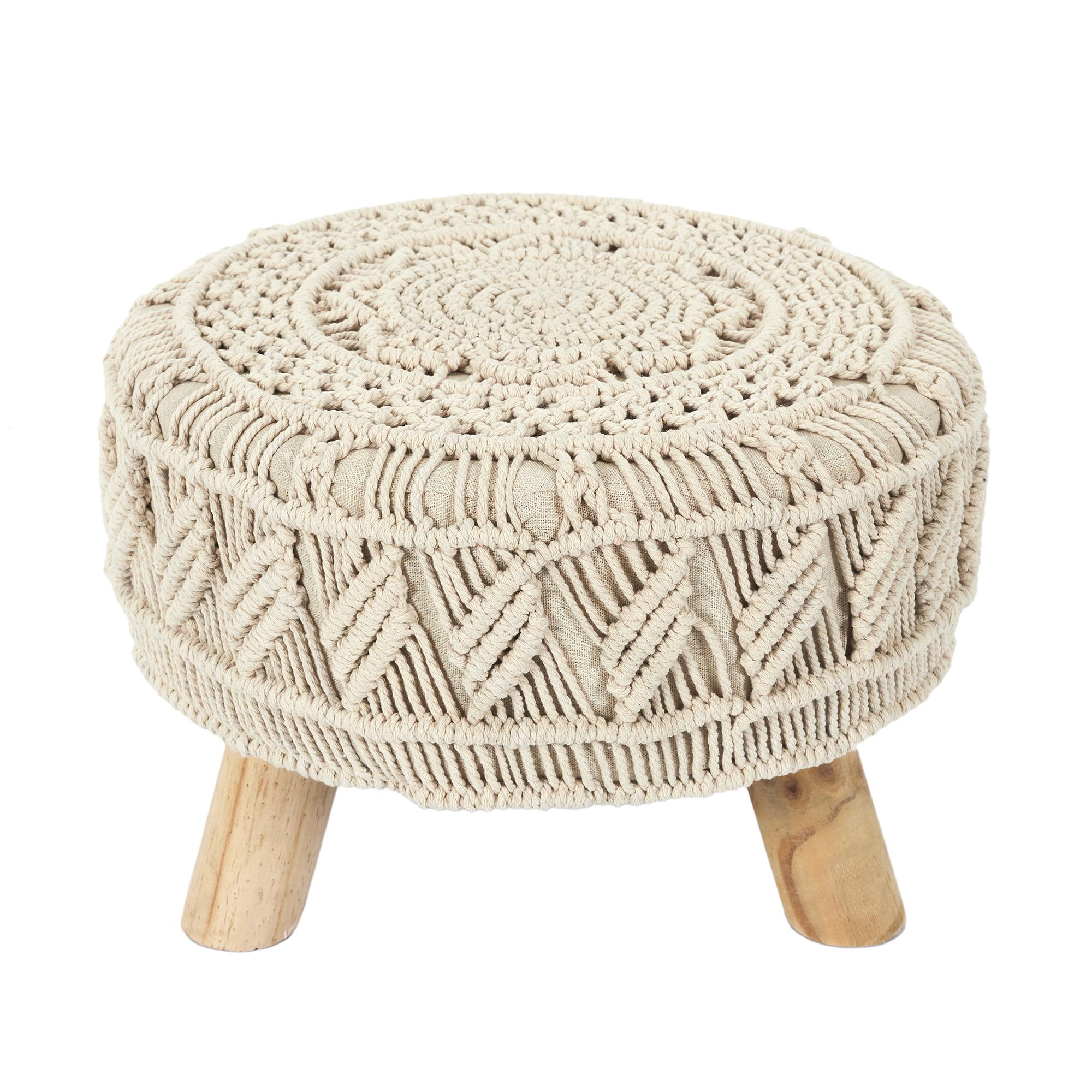 POUF MACRAME PIED 40X30CM