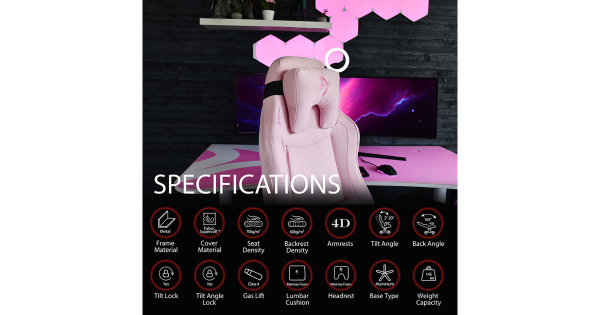 ArozziVernazza Supersoft Fabric - Pink gamestoel  (Roze)