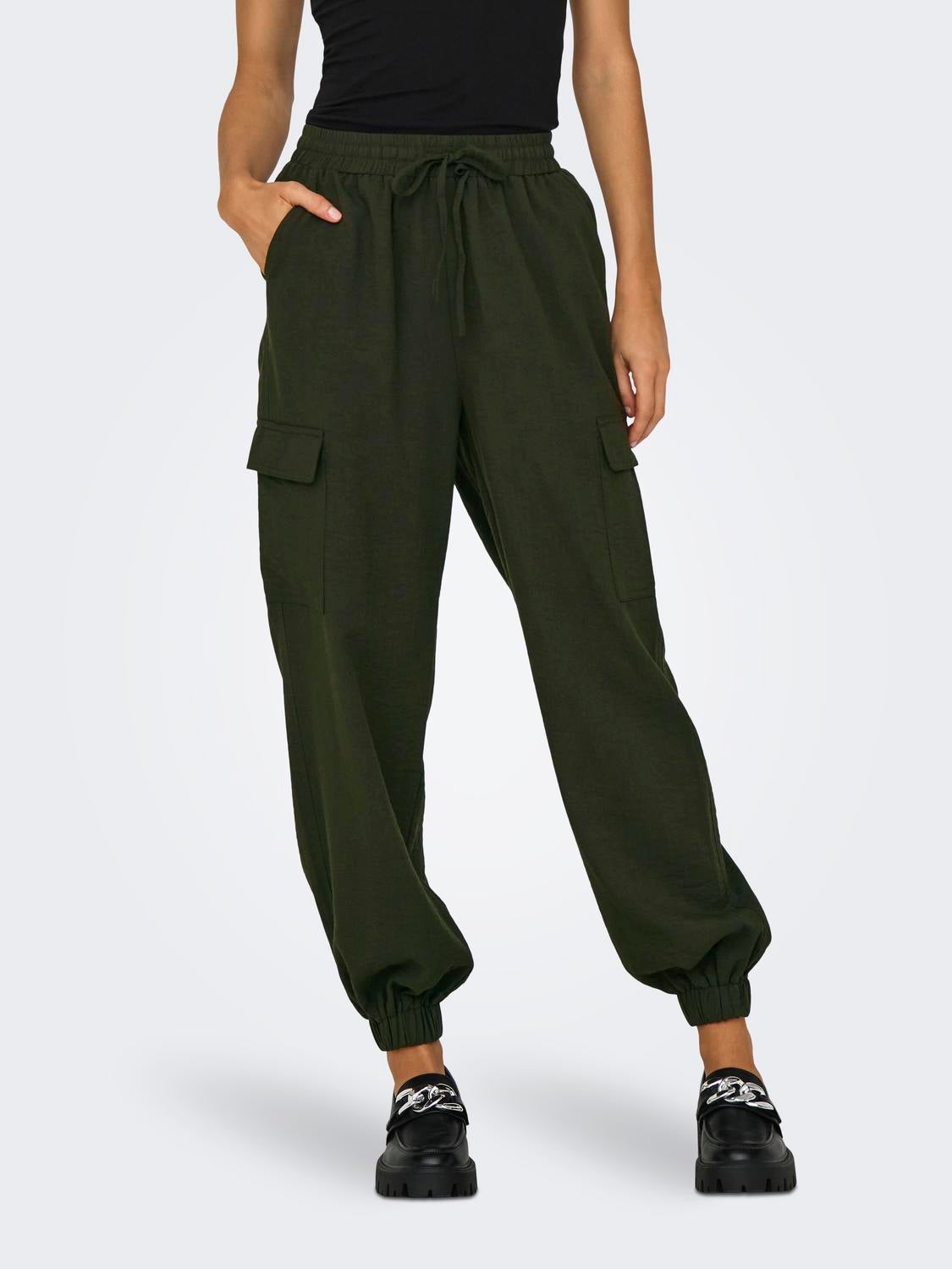 ONLKATINKA Hohe Taille Normal geschnitten Cargo-Hose Forest Night