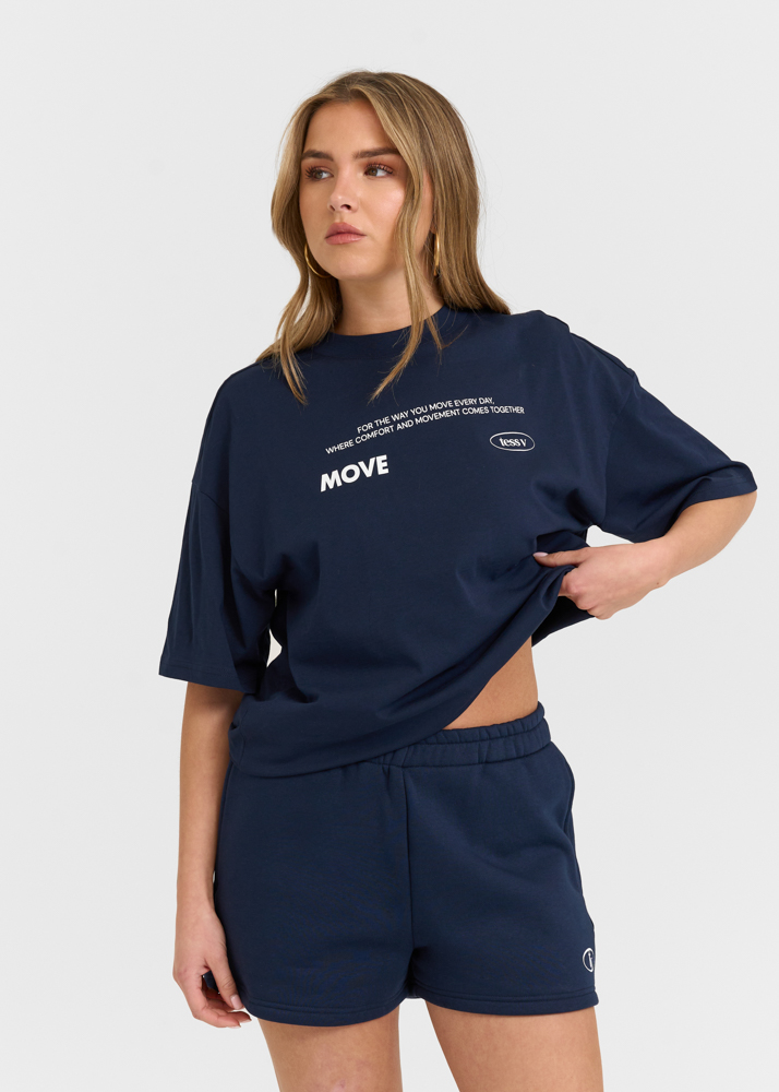 Move t-shirt donkerblauw