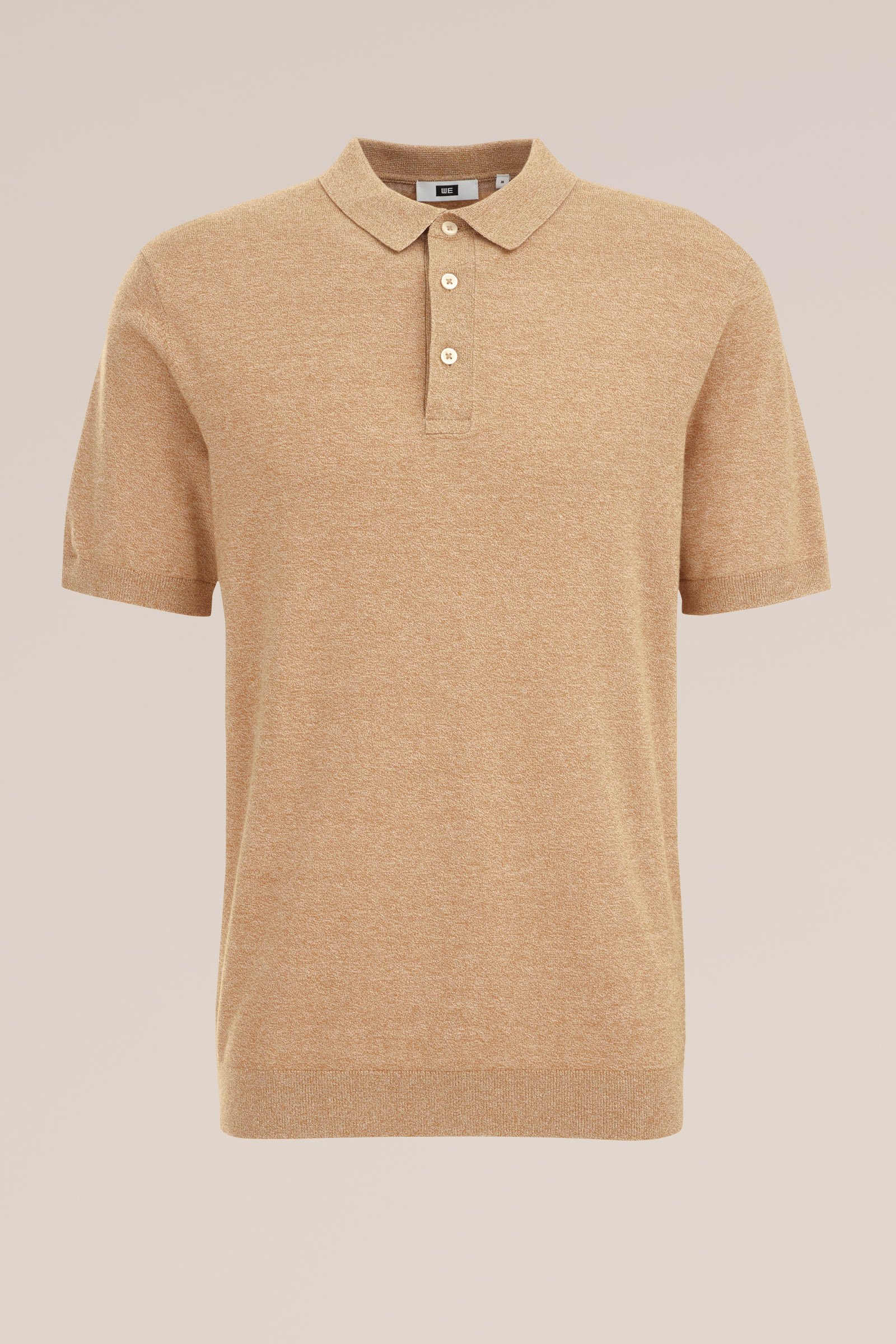 fijngebreide polo WE Fashion Lichtbruin