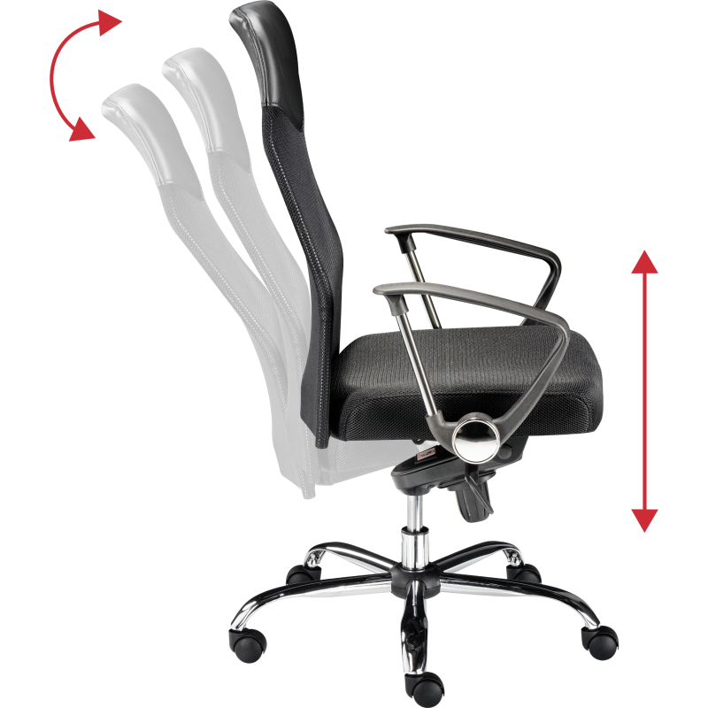 Fauteuil de bureau Lanzio tissu et maille - avec accoudoirs, appui-tête et soutien lombaire - Mécanisme Basculant axe décalé - Pied Chrome
