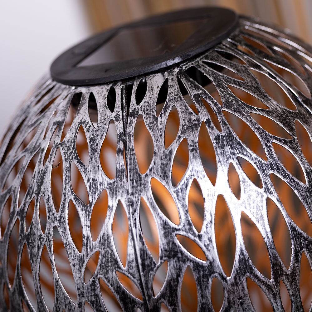 LED Solarleuchte, Kugel, silber-grau, gold, Erdspieß, H 54cm