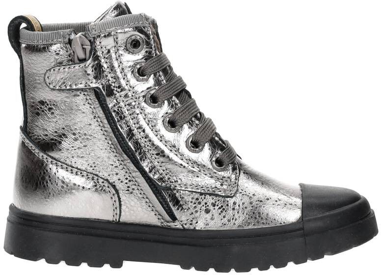 Shoesme Veterschoen hoog zilver