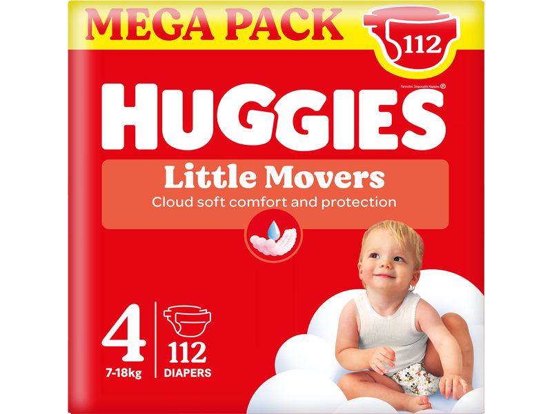 Huggies Windeln Little Movers Grösse 4 Windeln mit Nässeindikator und Rückentasche zum Schutz vor dem Auslaufen