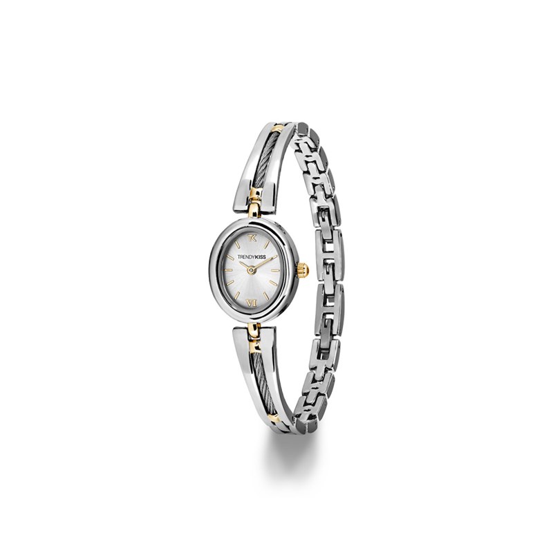 Montre femme analogique Trendy Kiss - Bracelet semi-rigide en métal avec câble en acier - Odile