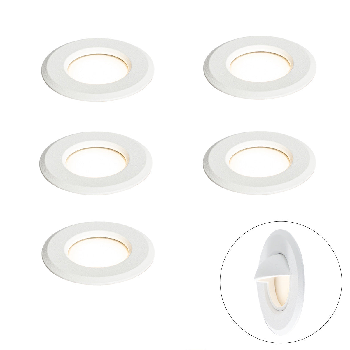 QAZQA Set van 5 moderne grondspots wit incl. LED IP67 - Linsey
