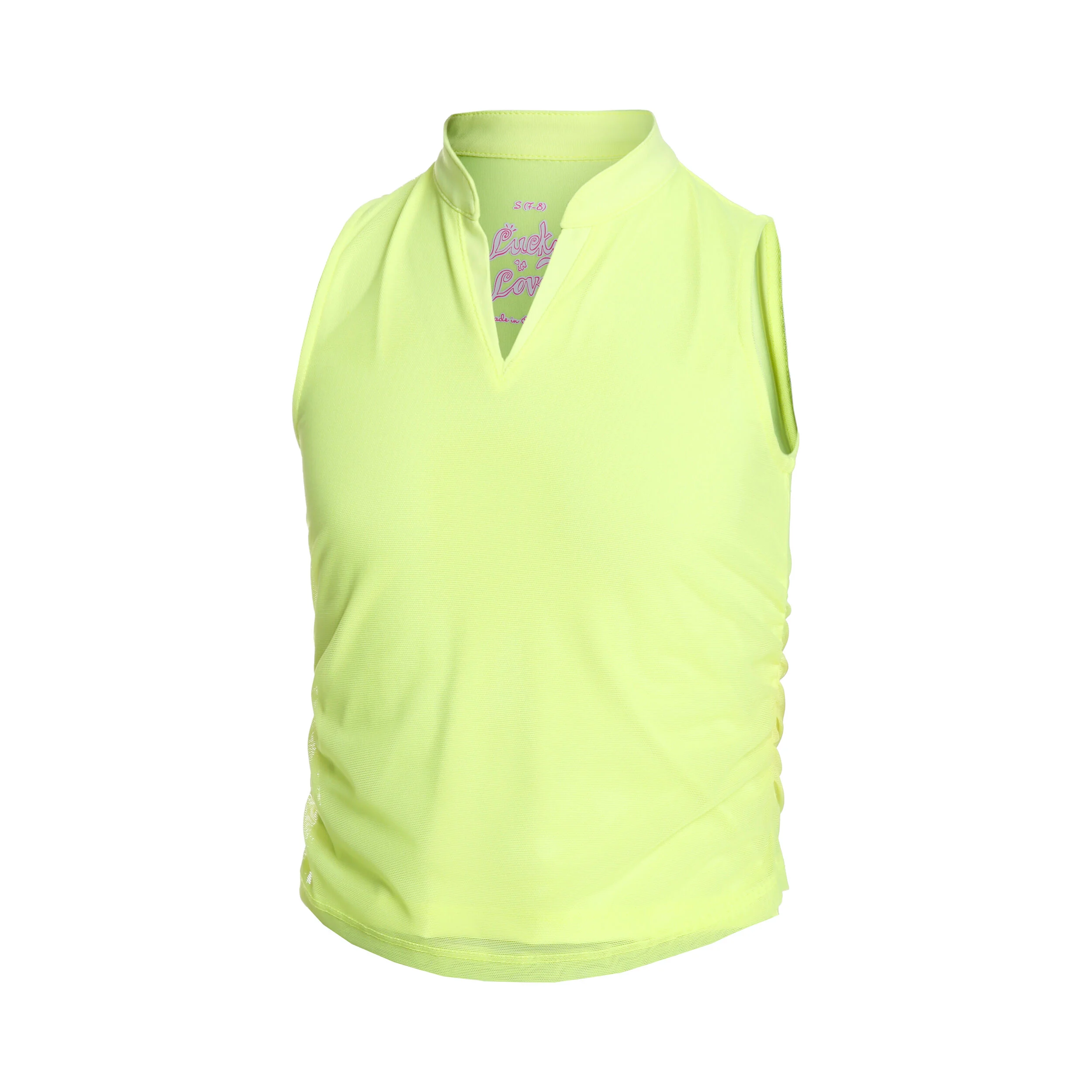 Lucky in Love Mesh Is More Débardeur Tank Top Filles - Jaunes Fluo