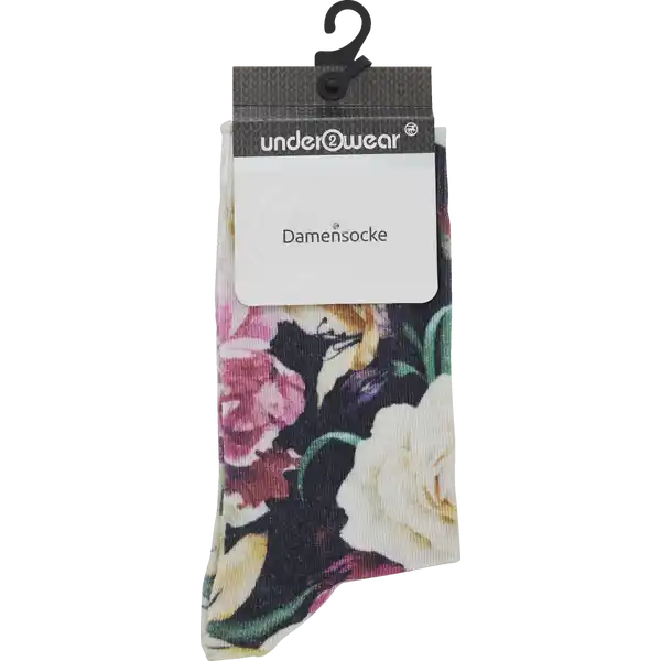 DAMENSOCKE PRINT floral / rosa 35 / 38