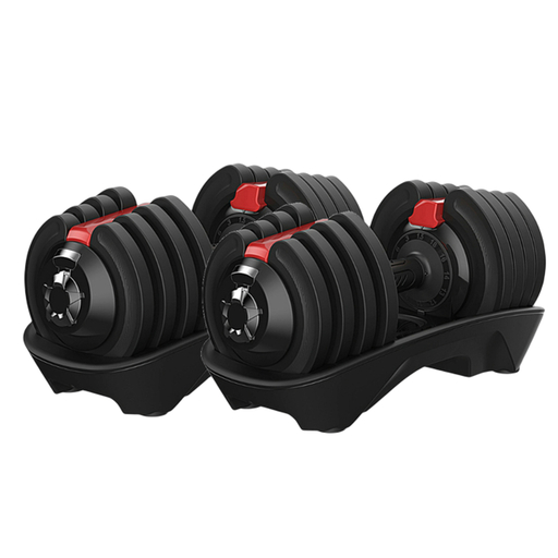 2 Halteres de Potência Ajustáveis de 1,5 a 18 kg (Par) com Base de Armazenamento Ozio Fitness