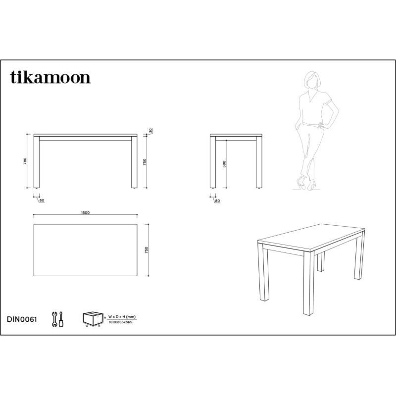 Table rectangulaire Edene en teck massif L 150 x P 75 cm, 6 personnes
