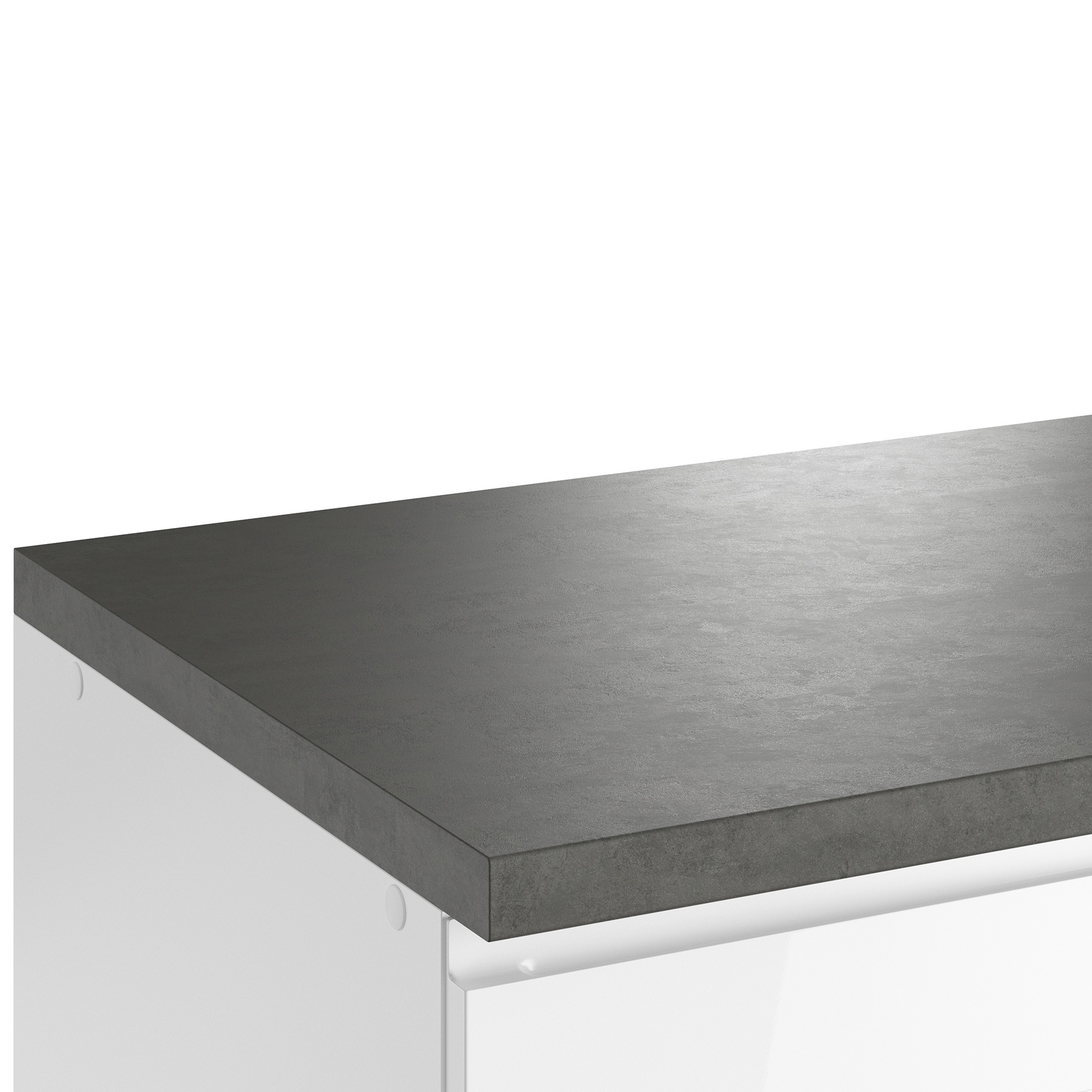 Winkelküche MONZA - weiß Hochglanz - Beton-Optik - 300x240 cm