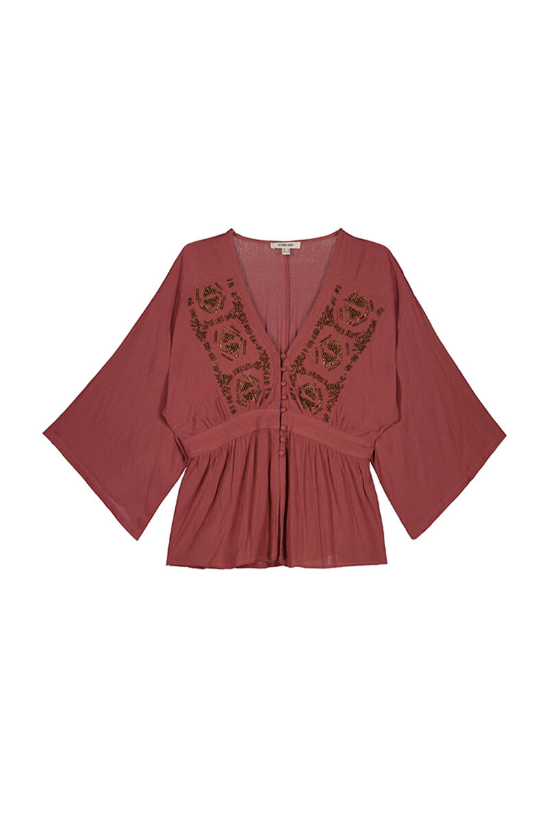 Blusa bordada Abalorios - Rosa