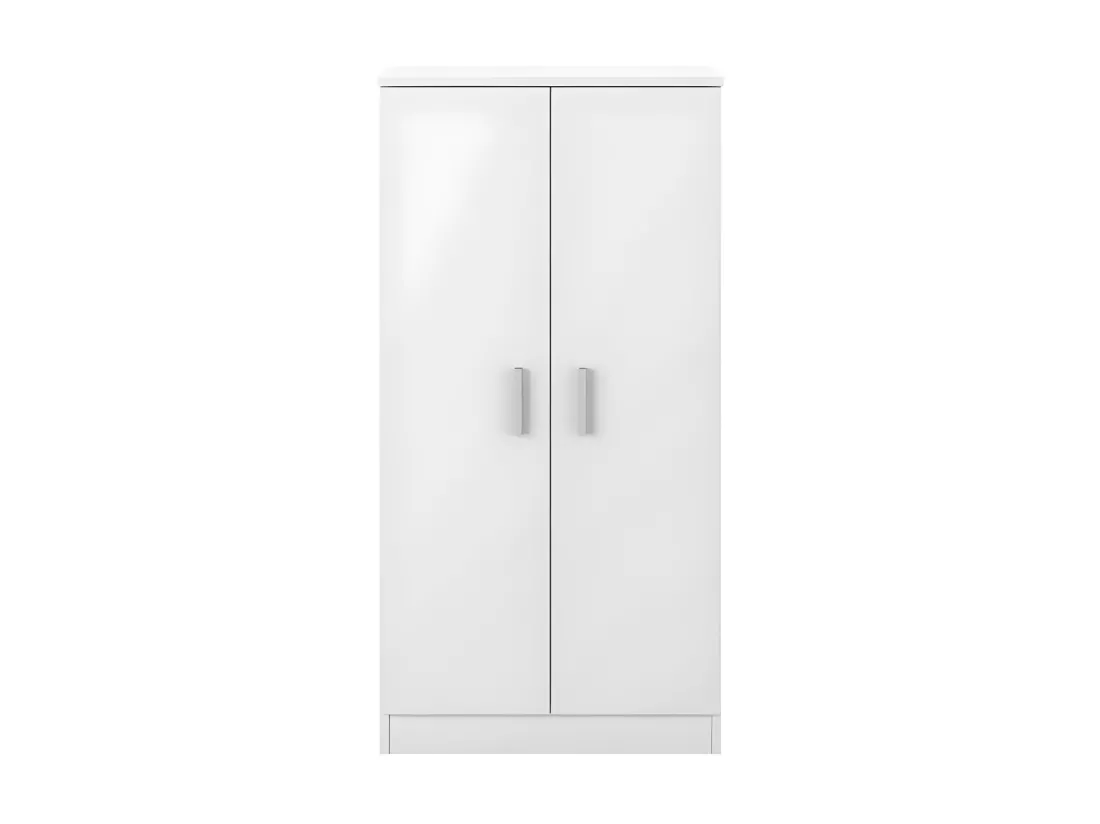 Meuble à chaussure 2 portes Blanc - BASICA - L 55 x l 36 x H 108 cm