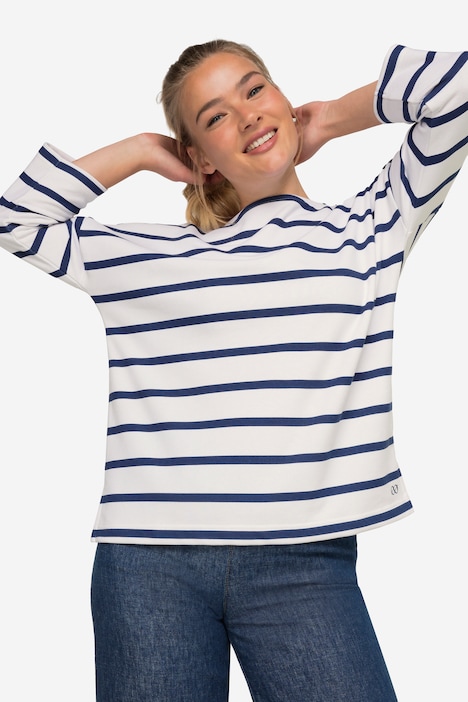 Sweatshirt, oversized, Ringel, 3/4-Ärmel, OEKO-TEX
